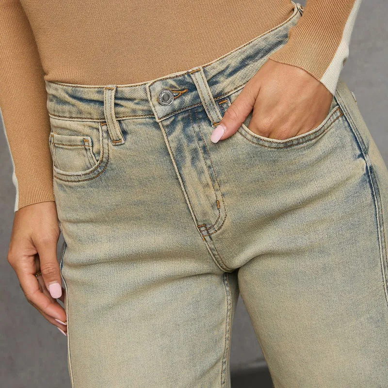 Damen High-Waist Culotte-Jeans mit sichtbarer Vordernaht Drune