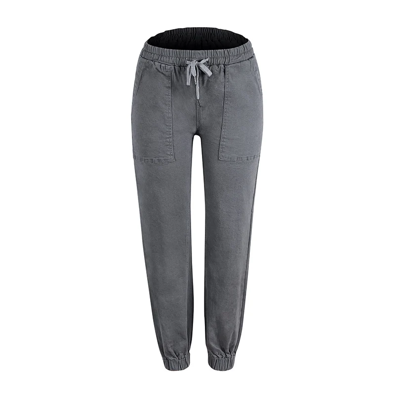 Damen Denim-Joggerhose mit Cargo-Taschen und elastischem Tunnelzugbund Drune