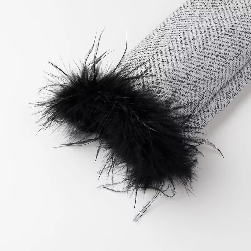 Damen Zweiteiliges Bouclé‑Tweed‑Set mit kurzem Blazer, Zierknöpfen und Minirock Drune