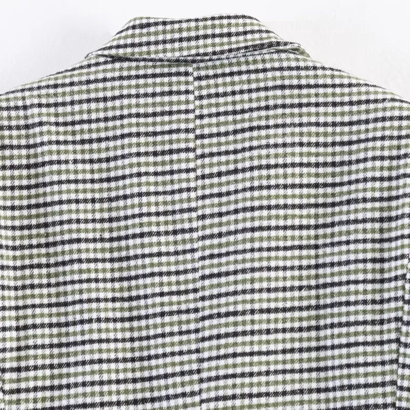 Damen Zweireihiger Hahnentritt-Blazer mit Schwalbenschwanz-Saum und Reverskragen Drune