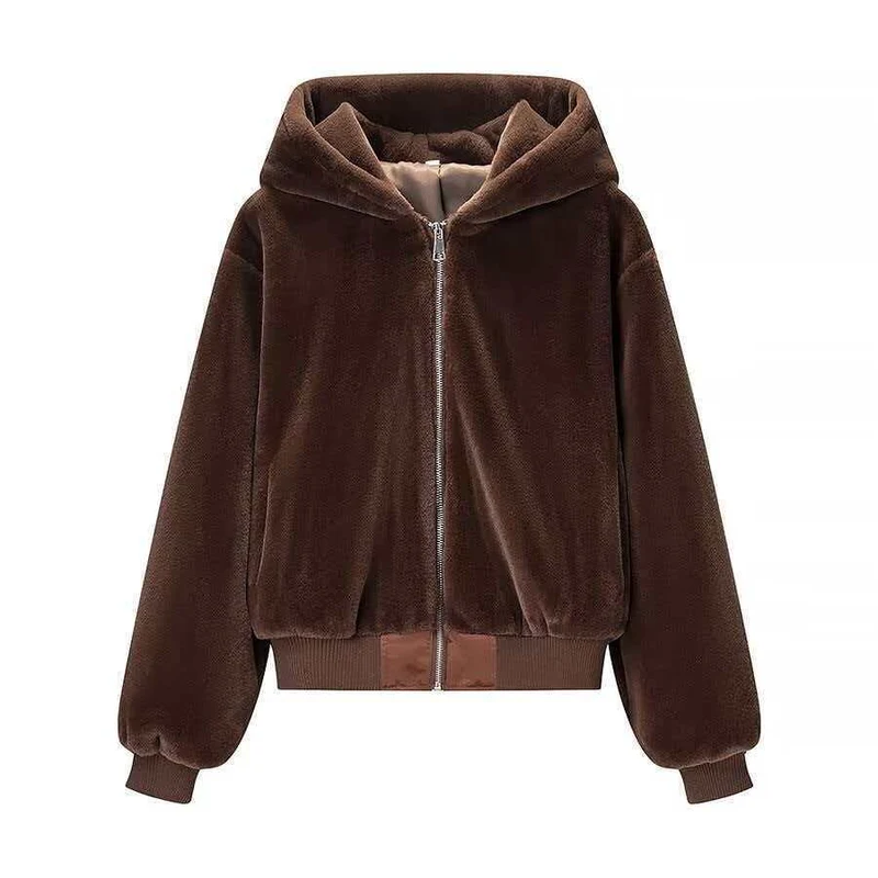 Damen Wende-Kapuzenblouson mit Plüsch- und Fleece-Seite Drune