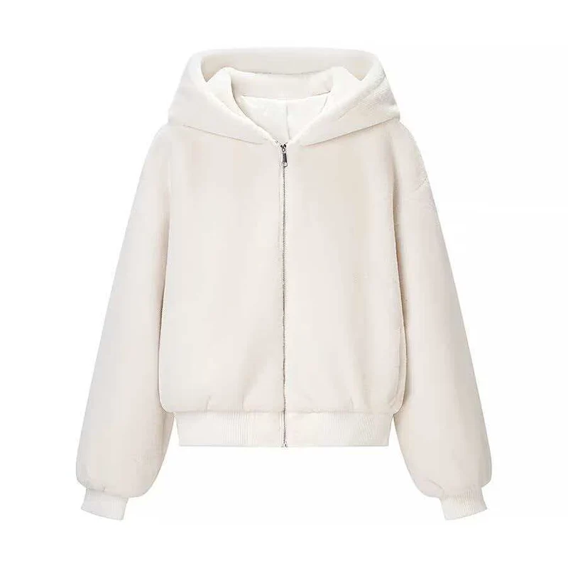 Damen Wende-Kapuzenblouson mit Plüsch- und Fleece-Seite Drune