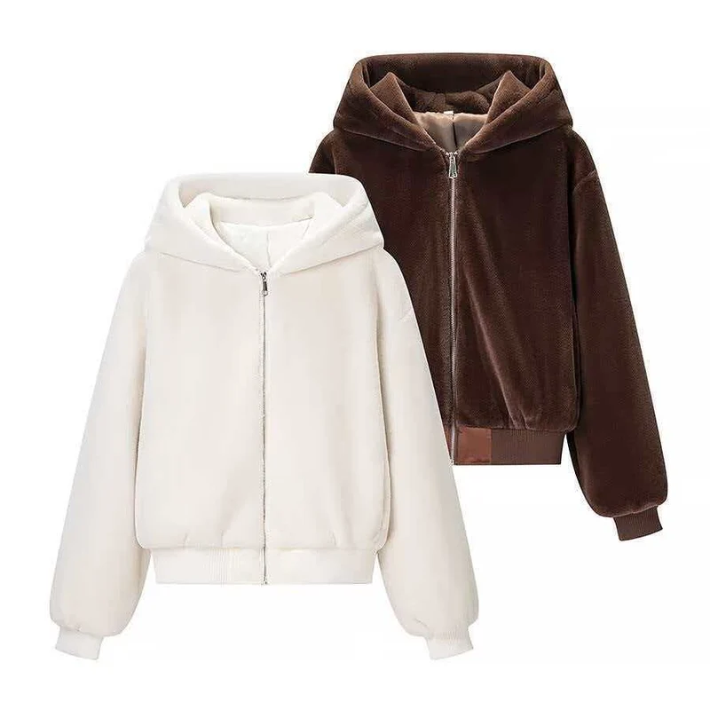 Damen Wende-Kapuzenblouson mit Plüsch- und Fleece-Seite Drune