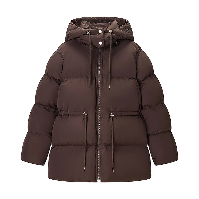 Damen Wattierte Pufferjacke mit Kapuze, taillierbarem Kordelzug und Zwei-Wege-Reißverschluss Drune