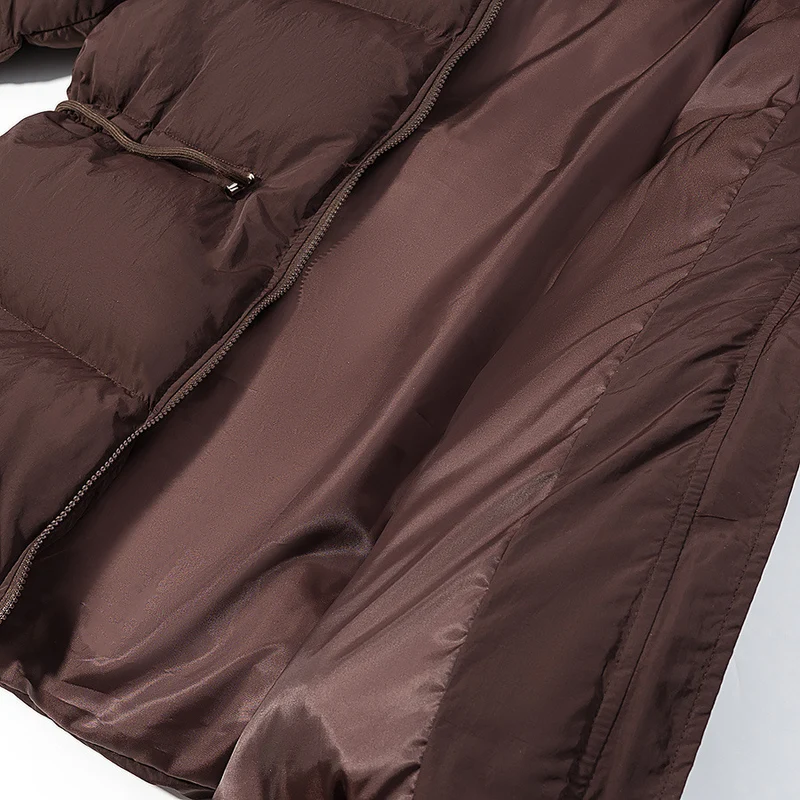 Damen Wattierte Pufferjacke mit Kapuze, taillierbarem Kordelzug und Zwei-Wege-Reißverschluss Drune