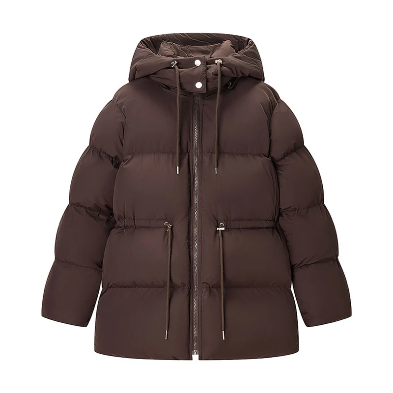 Damen Wattierte Pufferjacke mit Kapuze, taillierbarem Kordelzug und Zwei-Wege-Reißverschluss Drune