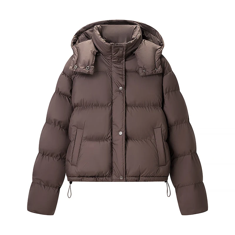 Damen Wattierte Daunenoptik-Steppjacke mit abnehmbarer Kapuze Drune