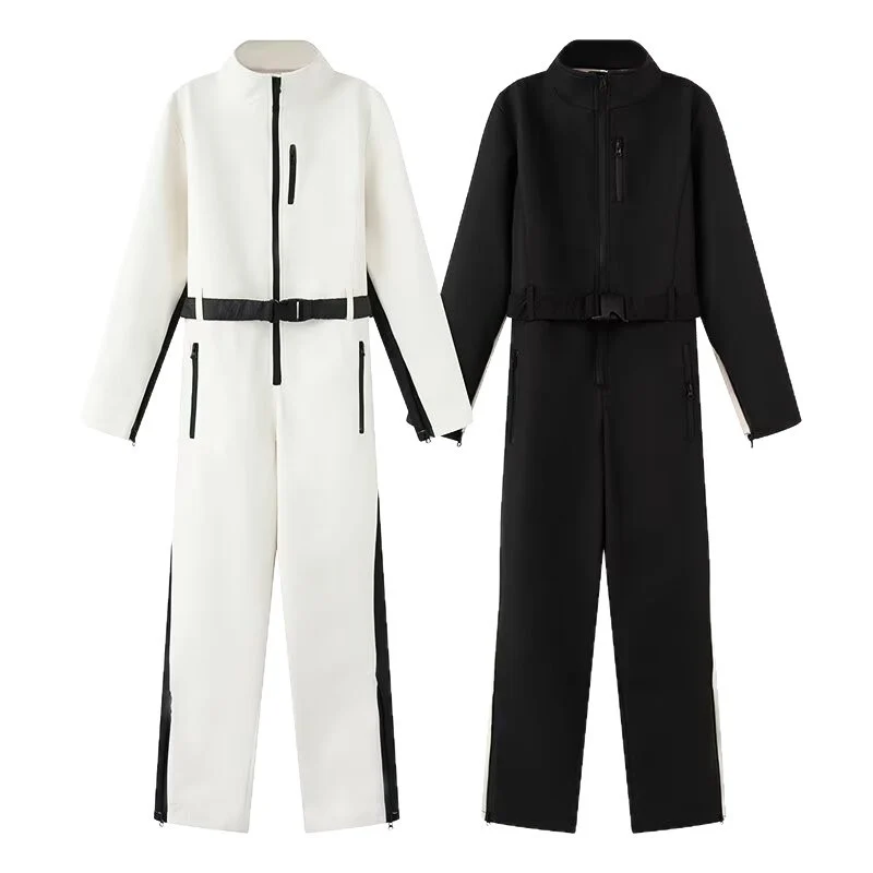 Damen Utility-Overall mit hohem Kragen, funktionalen Reißverschlüssen und Taillengürtel Drune