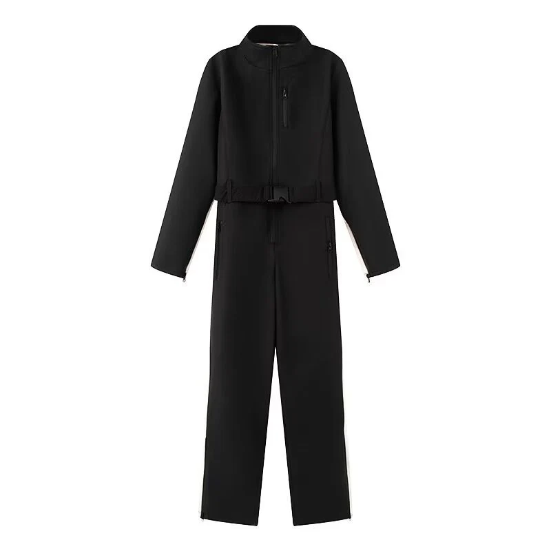 Damen Utility-Overall mit hohem Kragen, funktionalen Reißverschlüssen und Taillengürtel Drune