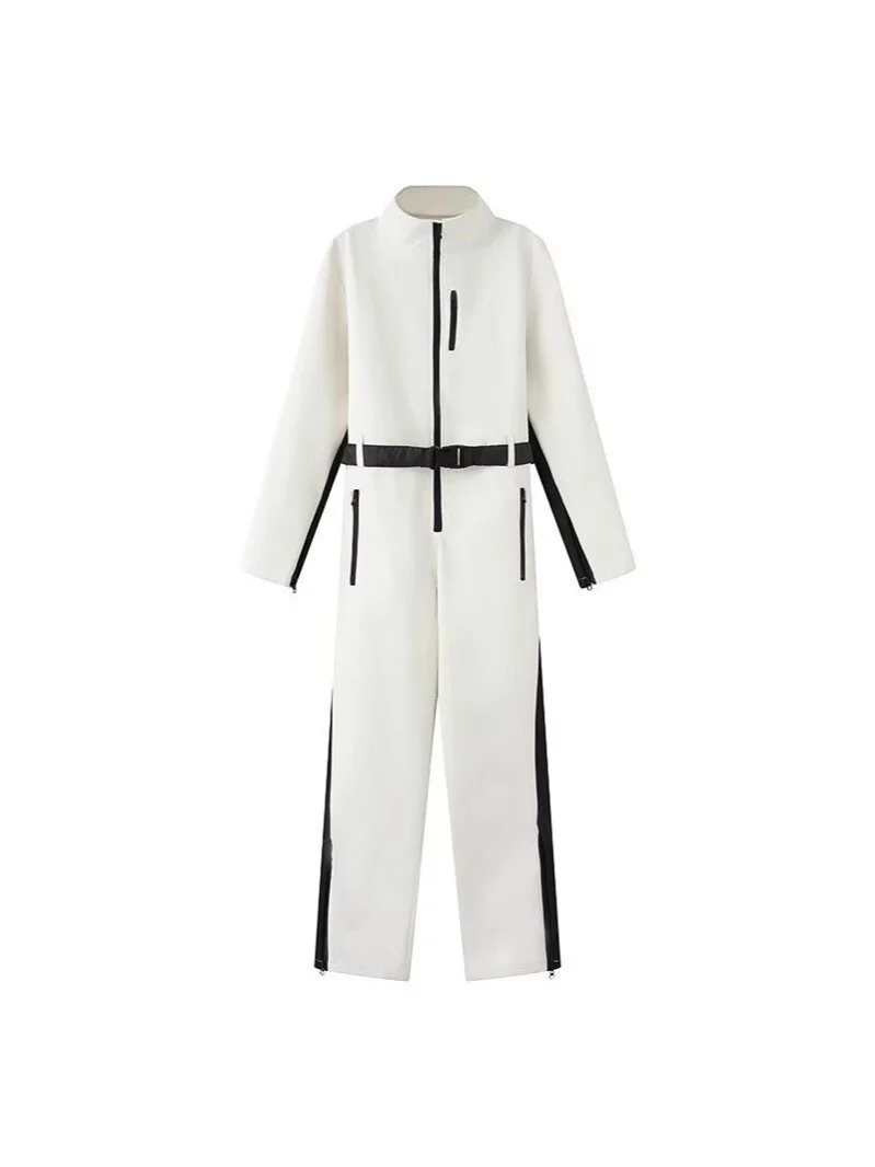 Damen Utility-Overall mit hohem Kragen, funktionalen Reißverschlüssen und Taillengürtel Drune
