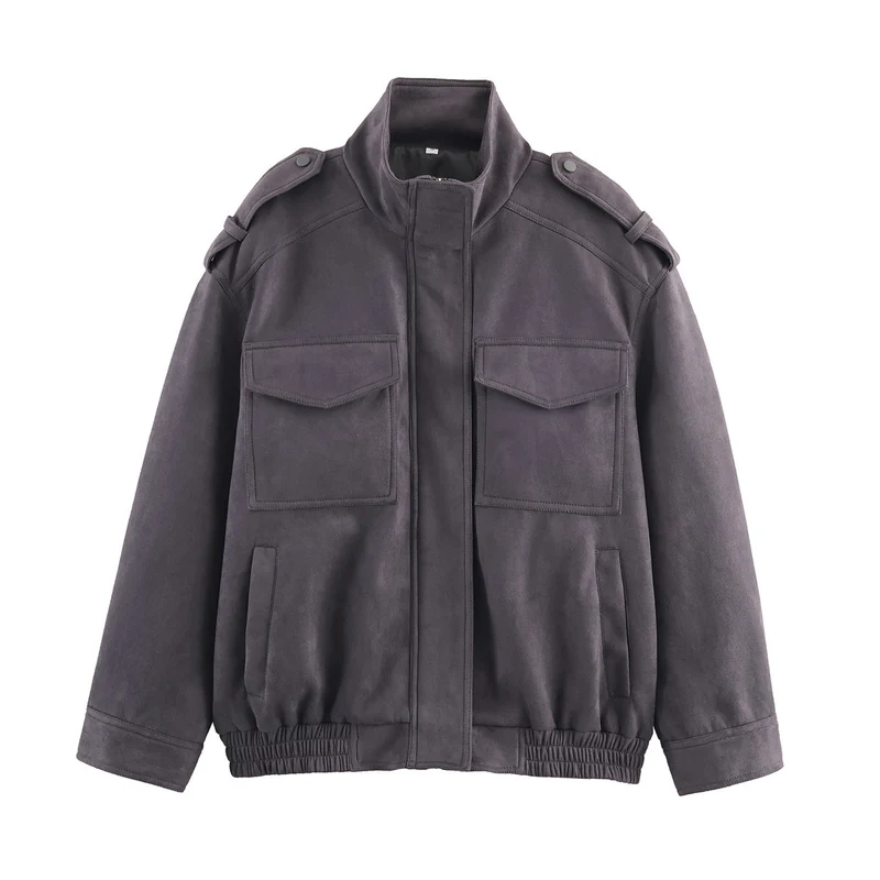 Damen Utility-Fieldjacke mit Stehkragen, Epauletten und elastischem Saum Drune