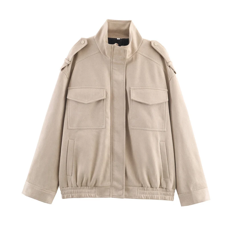 Damen Utility-Fieldjacke mit Stehkragen, Epauletten und elastischem Saum Drune