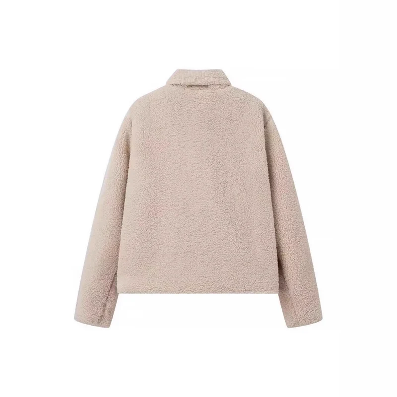 Damen Teddy-Mantel aus Faux-Shearling mit Oversize-Kragen Drune