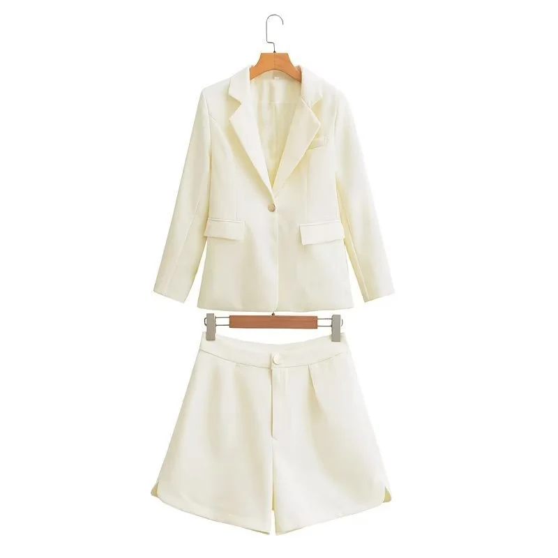 Damen Tailliertes Blazer- und Shorts-Set mit Korsagen-Croptop Drune