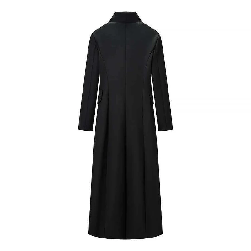 Damen Taillierter Longline-Mantel mit betonter Schulterpartie und Ein-Knopf-Verschluss Drune