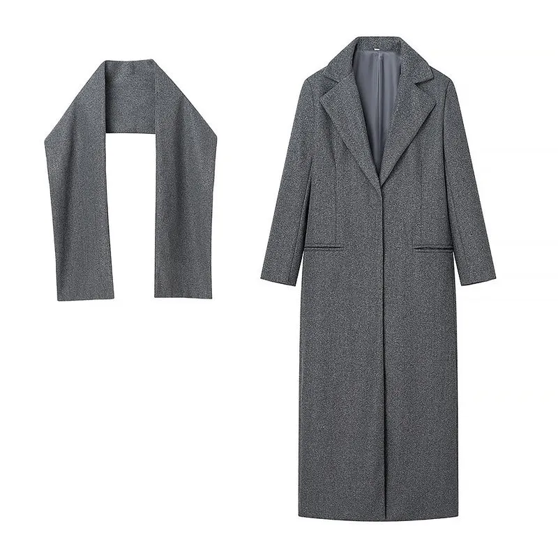 Damen Taillierter Longline-Cape-Mantel aus Wollmix mit überfallendem Cape-Detail Drune