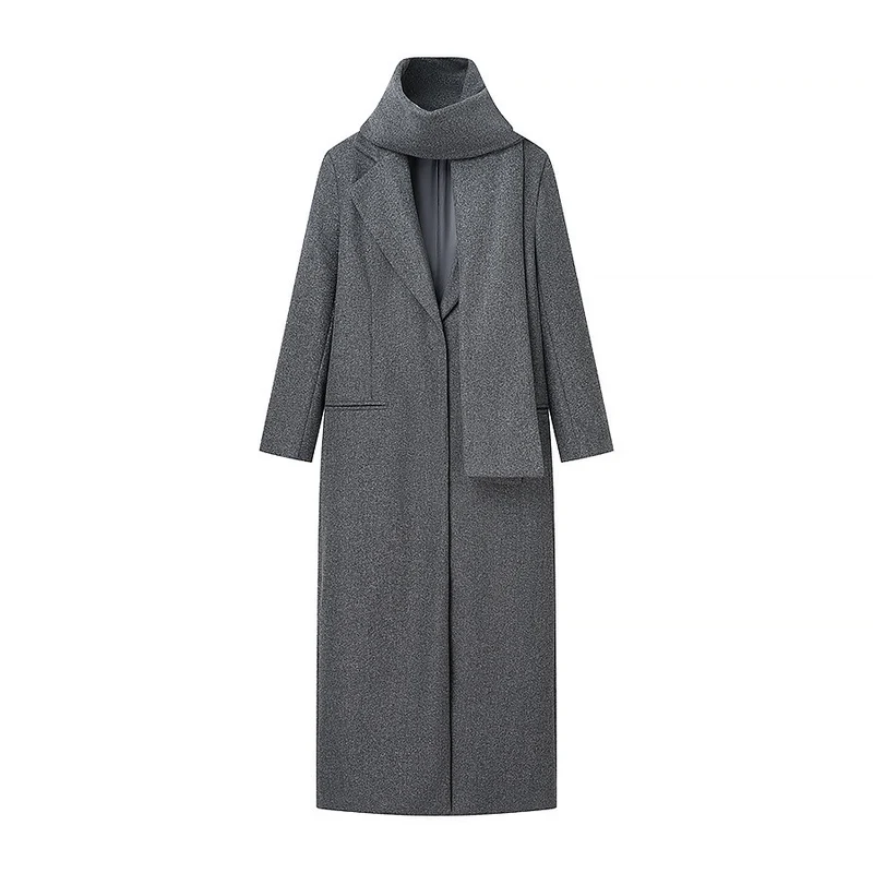 Damen Taillierter Longline-Cape-Mantel aus Wollmix mit überfallendem Cape-Detail Drune