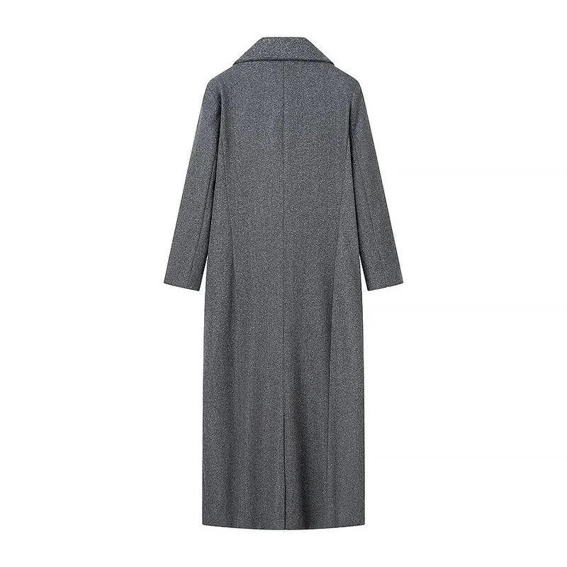 Damen Taillierter Longline-Cape-Mantel aus Wollmix mit überfallendem Cape-Detail Drune