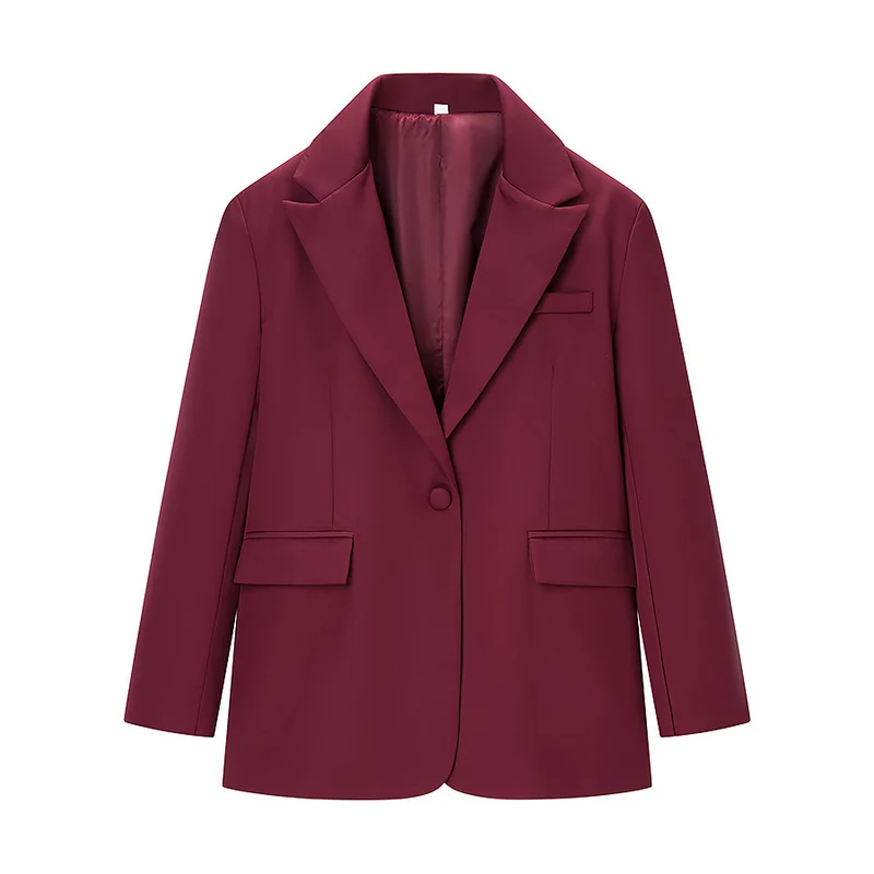 Damen Taillierter Ein-Knopf-Blazer mit softem Revers, gefütterter Innenseite und Pattentaschen Drune