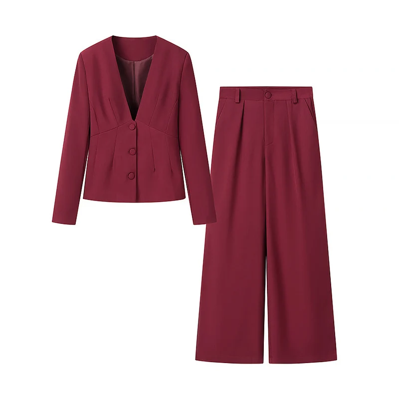Damen Taillierter Blazer mit tiefem V-Ausschnitt und verdeckter Knopfleiste Drune