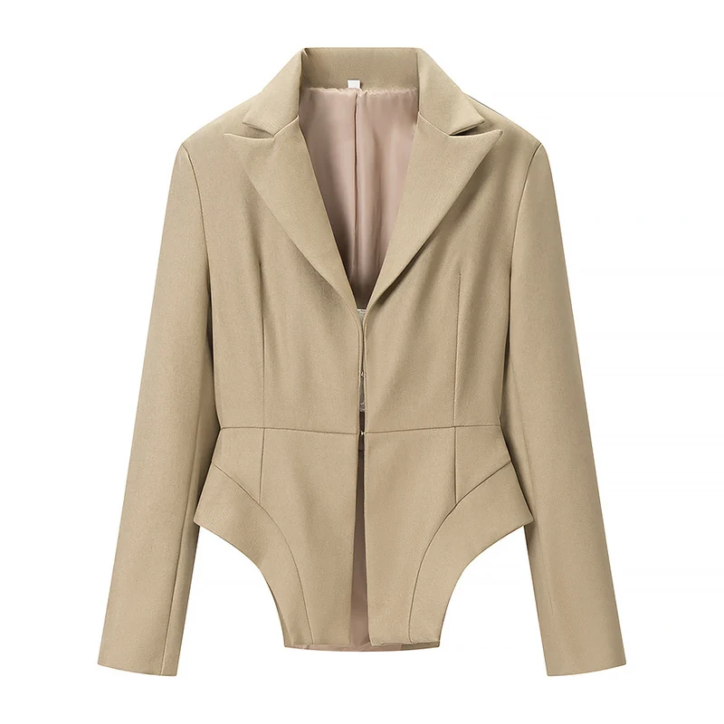 Damen Taillierter Blazer mit Peplum-Schnitt und asymmetrischer Saumführung Drune