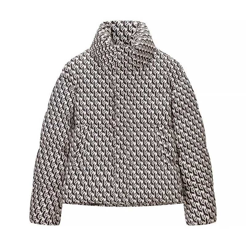 Damen Steppjacke mit hohem Kragen und grafischem Jacquardmuster Drune