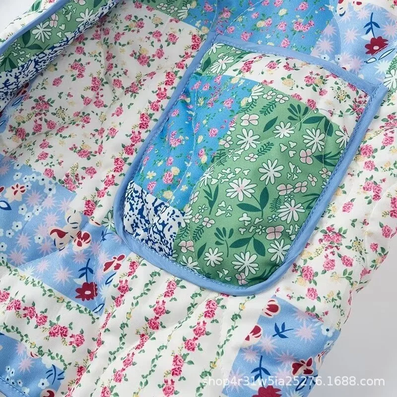 Damen Steppjacke im Patchwork-Quiltstil mit Schalkragen und aufgesetzten Taschen Drune