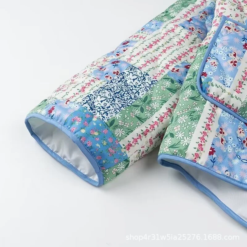 Damen Steppjacke im Patchwork-Quiltstil mit Schalkragen und aufgesetzten Taschen Drune