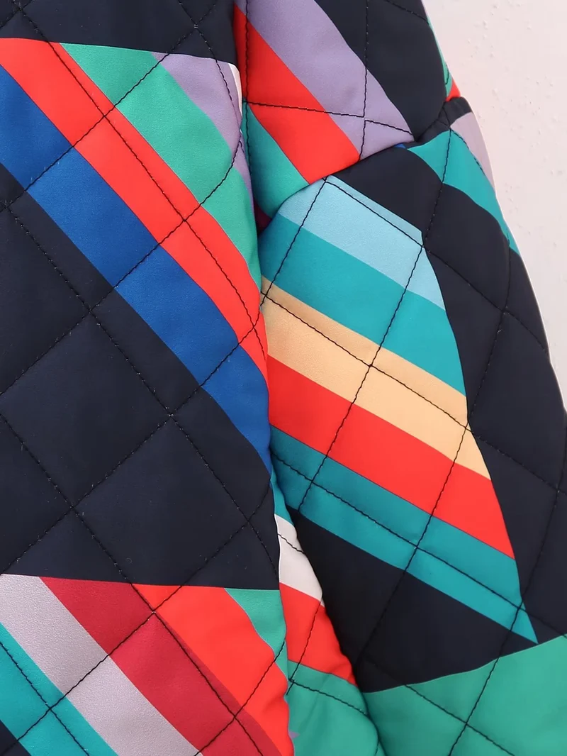 Damen Stepp-Kimonojacke mit geometrischem Colorblock-Print und offener Front Drune