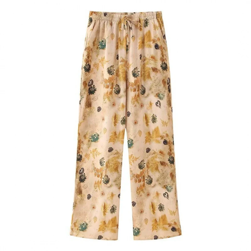 Damen Seidenähnliche Bluse mit floralem Aquarellprint, Hemdkragen und aufgesetzter Brusttasche Drune