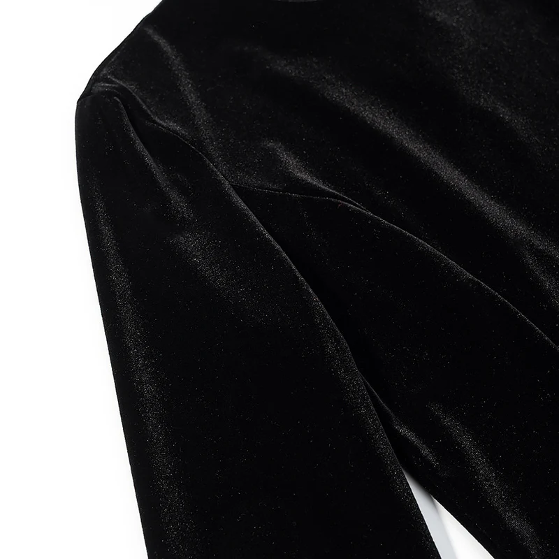 Damen Samtbluse mit Spitzen-Insert und asymmetrischem Spitzensaum Drune