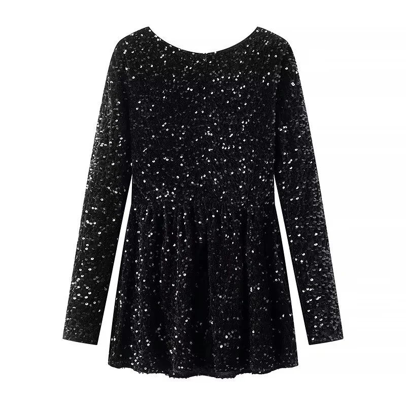 Damen Paillettenbesetztes Samt‑Minikleid mit schmeichelnder Korsage und ausgestelltem Rock Drune