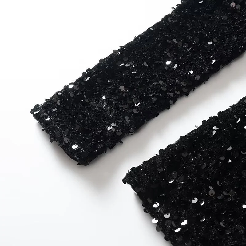 Damen Paillettenbesetztes Samt‑Minikleid mit schmeichelnder Korsage und ausgestelltem Rock Drune