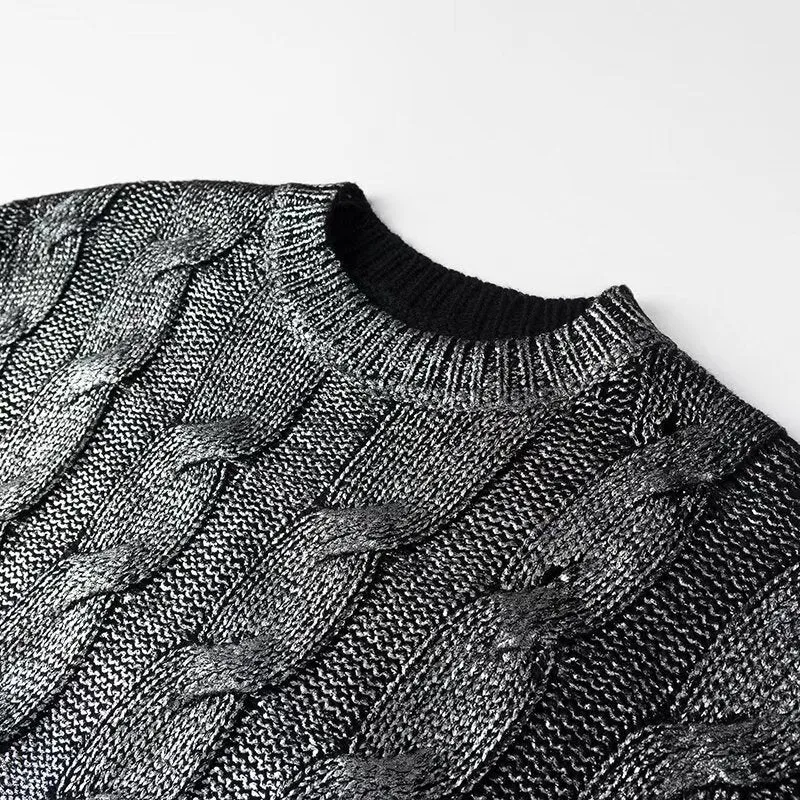 Damen Oversize-Zopfstrickpullover mit Rundhals Drune