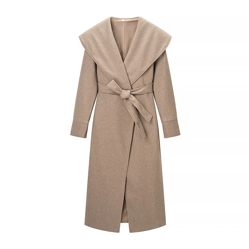 Damen Oversize Wollmix‑Mantel mit Schalkragen und lässiger Maxilänge Drune