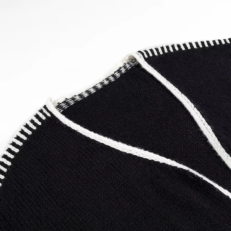 Damen Oversize-Strickjacke mit kontrastierender Häkelkante und überschnittener Schulter Drune