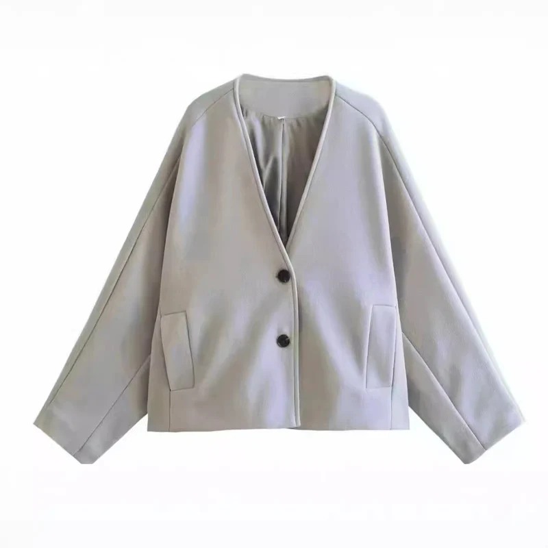 Damen Oversize‑Kurzjacke aus Wollmix mit kastiger Silhouette und Ballonärmeln Drune