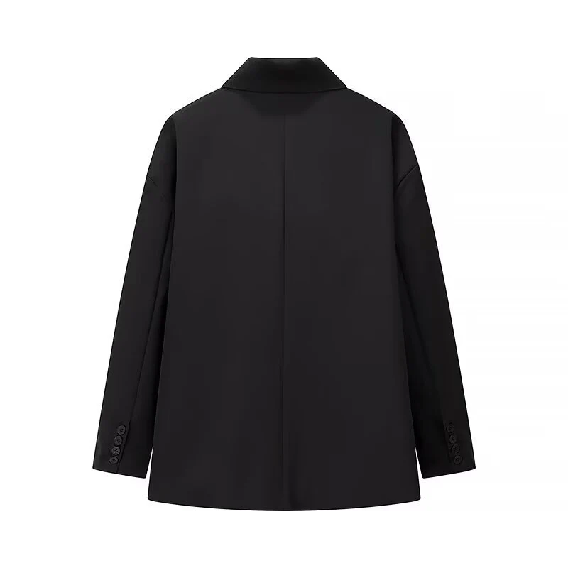 Damen Oversize-Kastenblazer mit schlichten Leistentaschen und weitem Revers Drune