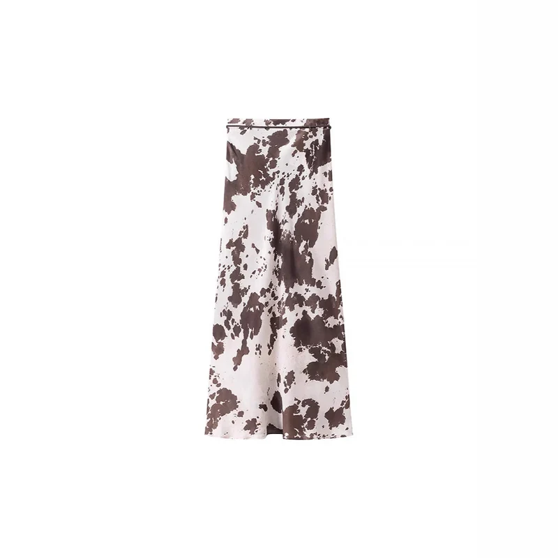 Damen Oversize-Hemdbluse mit Kuhflecken-Print, verdeckter Knopfleiste und weitem Schnitt Drune