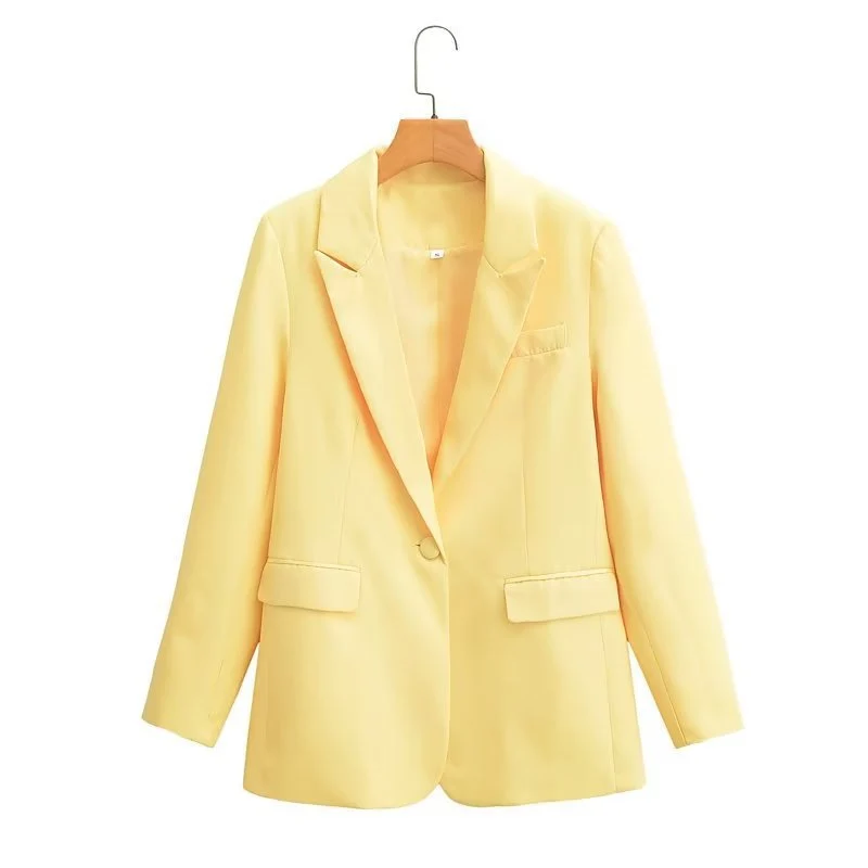 Damen Oversize-Blazer mit fallendem Revers Ein-Knopf-Verschluss und Pattentaschen Drune