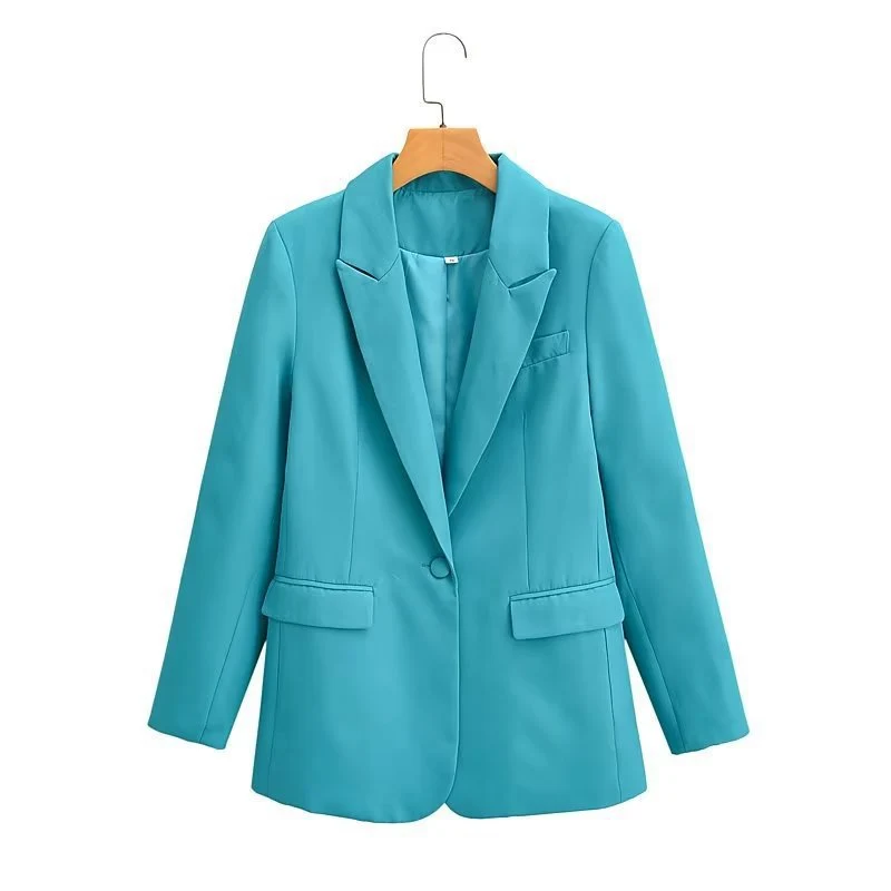 Damen Oversize-Blazer mit fallendem Revers Ein-Knopf-Verschluss und Pattentaschen Drune