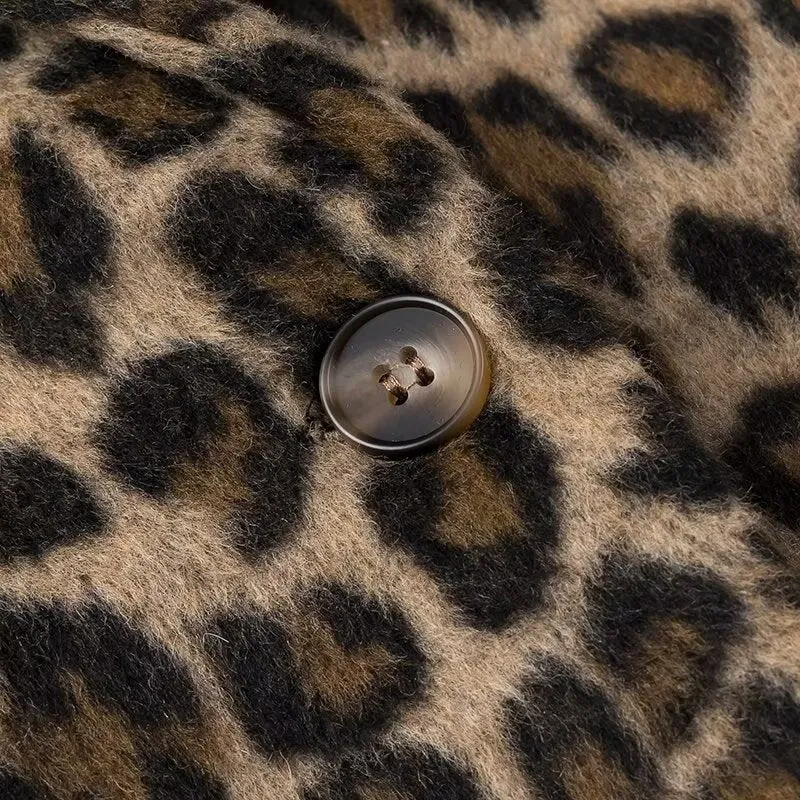 Damen Oversize‑Blazer im Leopardenprint mit Reverskragen und Pattentaschen Drune