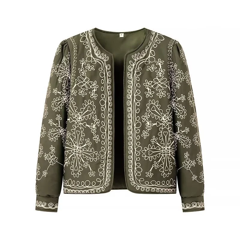 Damen Offene Blazerjacke mit floralem Allover-Print, Rundhalsausschnitt und femininer Passform Drune