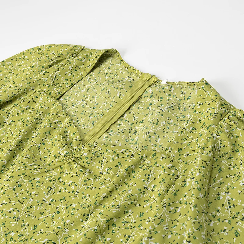 Damen Midikleid mit Herzausschnitt, gerafften Ballonärmeln und A‑Linien‑Silhouette Drune