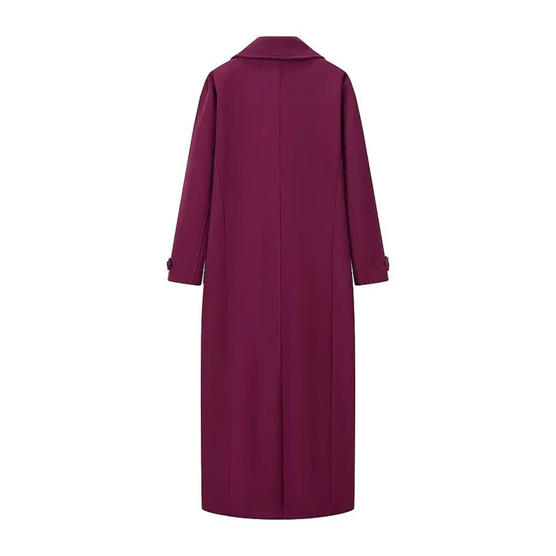 Damen Maxilanger zweireihiger Mantel mit Oversize-Revers und Ärmelriegeln Drune