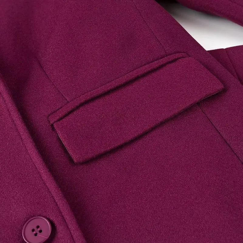 Damen Maxilanger zweireihiger Mantel mit Oversize-Revers und Ärmelriegeln Drune