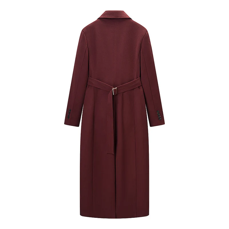 Damen Longline-Mantel mit taillierter Silhouette, strukturiertem Revers und Gehschlitz Drune