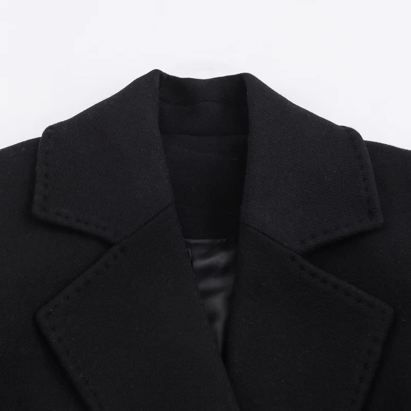 Damen Longline-Mantel mit breitem Revers und Bindegürtel Drune