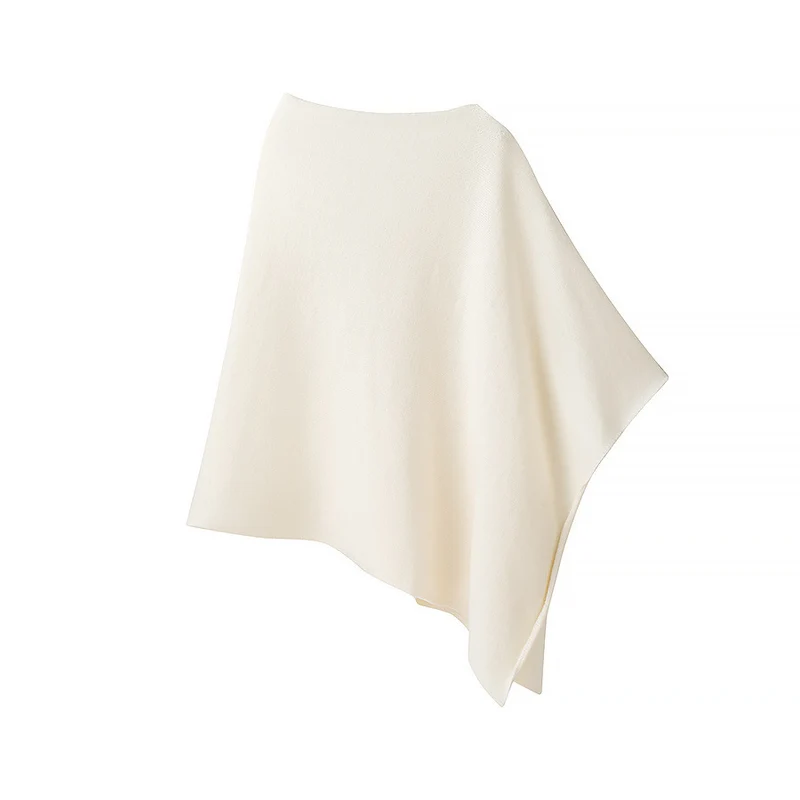 Damen Leichter Strickponcho mit asymmetrischem Saum und U-Boot-Ausschnitt Drune