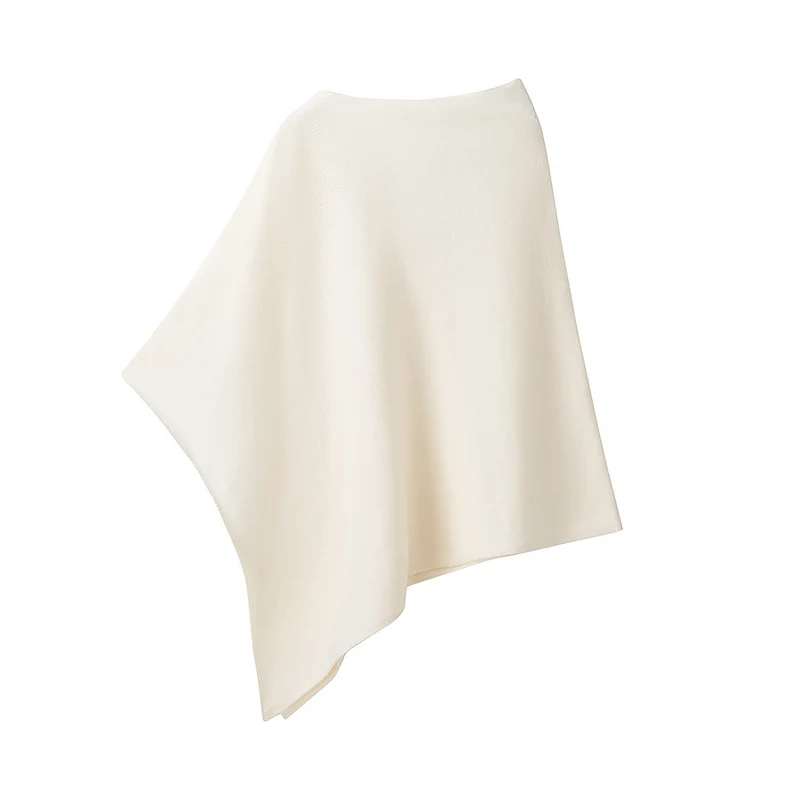 Damen Leichter Strickponcho mit asymmetrischem Saum und U-Boot-Ausschnitt Drune